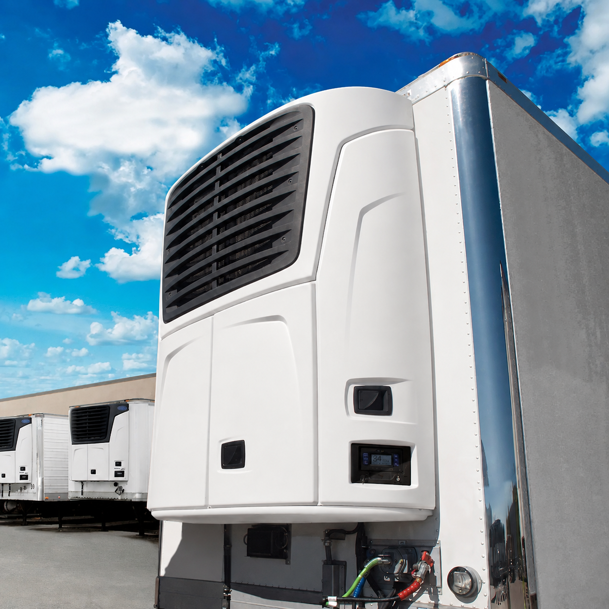Carrier refrigeration unit installed on a reefer trailer